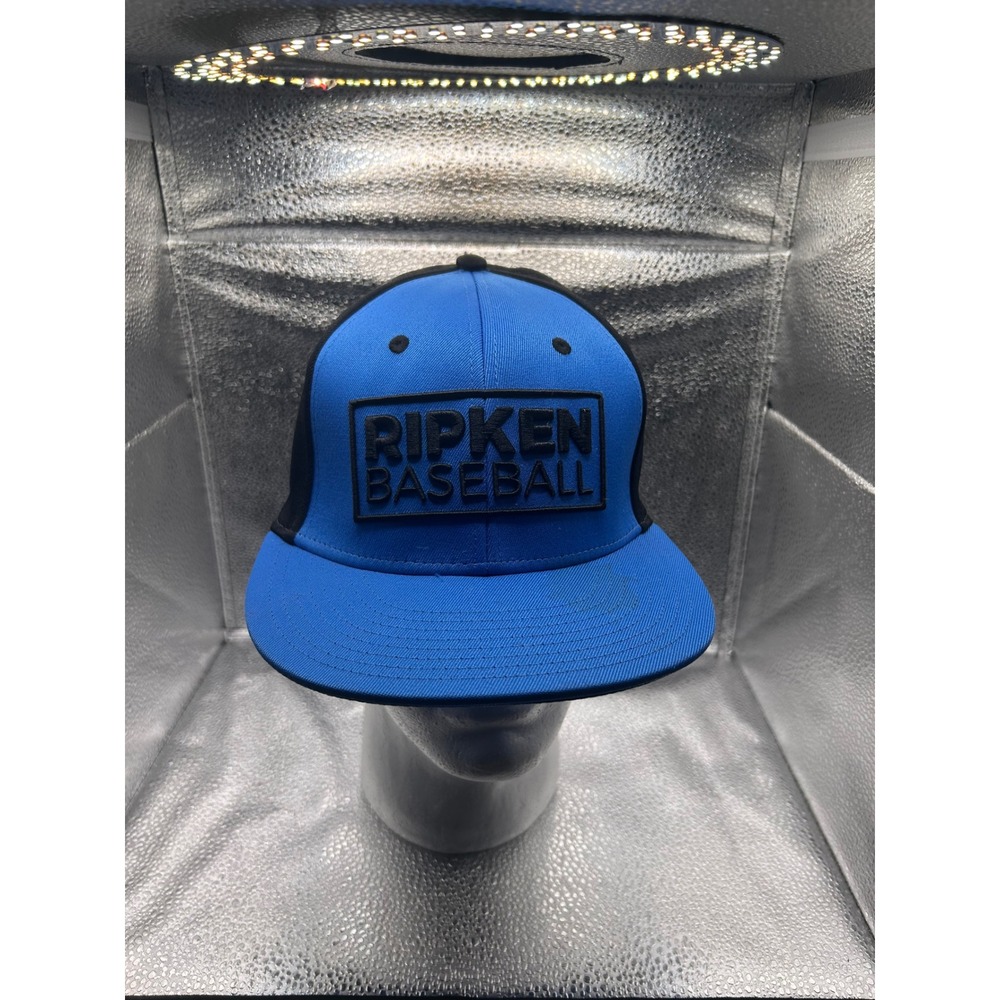 Ripken Baseball Snapback Hat Dome Headwear Blue Black Flat Brim Cap Style XXVIII